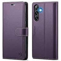 for Samsung Galaxy S24 5G Wallet Case with RFID Blocking Credit Card Holder, PU Leather Folio Flip Kickstand Protective Shockproof Cover Women Men for Samsung S24 Phone case (Purple)