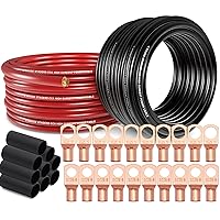 4 Gauge Wire (25ft Each - Red/Black) Copper Clad Aluminum CCA - Primary Automotive Wire,Car Amplifier Power & Ground Cable, 20PCS Lugs Terminal Connectors,20PCS 3:1 Heat Shrink Tubing