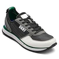 DKNY Men's Runner Mixed Media Sneaker, Green, 10