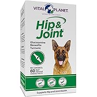 Natural Hip and Joint Supplement for Dogs - Potent Herbal Blend with Green Lipped Mussel, MSM and Glucosamine Beef Flavor (60 Chewable Tabs)