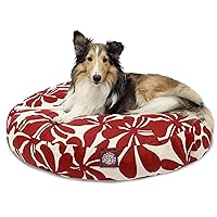 Red Plantation Medium Round Indoor Outdoor Pet Dog Bed With Removable Washable Cover By Majestic Pet Products