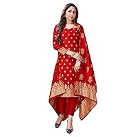 Elina fashion Indian Pakistani Women's Readymade Dress| Banarasi Art Silk Woven Salwar Kameez | Silk Dupatta Stitched Suit