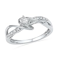 Sterling Silver White Round Diamond Fashion Ring (0.12 Cttw)