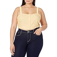 OBEY womens Monte Crop Top Cami Shirt,Yellow,X-Large