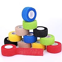 Self-Adhesive Cohesive Wrap Bandage Flexible Stretch Tape Athletic Strong Elastic First Aid Tape for Wrist, Ankle Sprains, Swelling 12 Packs, 1Inch X 5Yards