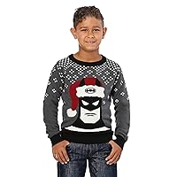 Kids Holiday Batman Ugly Christmas Sweater | Superhero Comic Book Character Christmas Sweatshirts for Boys & Girls