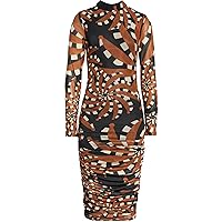 FARM Rio Women's Bandana Mixed Geo Print Long Sleeve Mesh Midi Dress