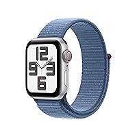 Apple Watch SE (2nd Gen) [GPS + Cellular 40mm] Smartwatch with Silver Aluminum Case with Winter Blue Sport Loop. Fitness & Sleep Tracker, Crash Detection, Heart Rate Monitor, Carbon Neutral