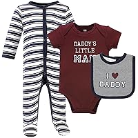 Hudson Baby Unisex Baby Cotton Sleep and Play, Bodysuit and Bandana Bib Set, Boy Daddy, 0-3 Months