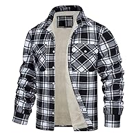Flannel Hooded Jackets for Men Heavyweight Zip Up Sherpa Lined Sweater Warm Thick Winter Coat New