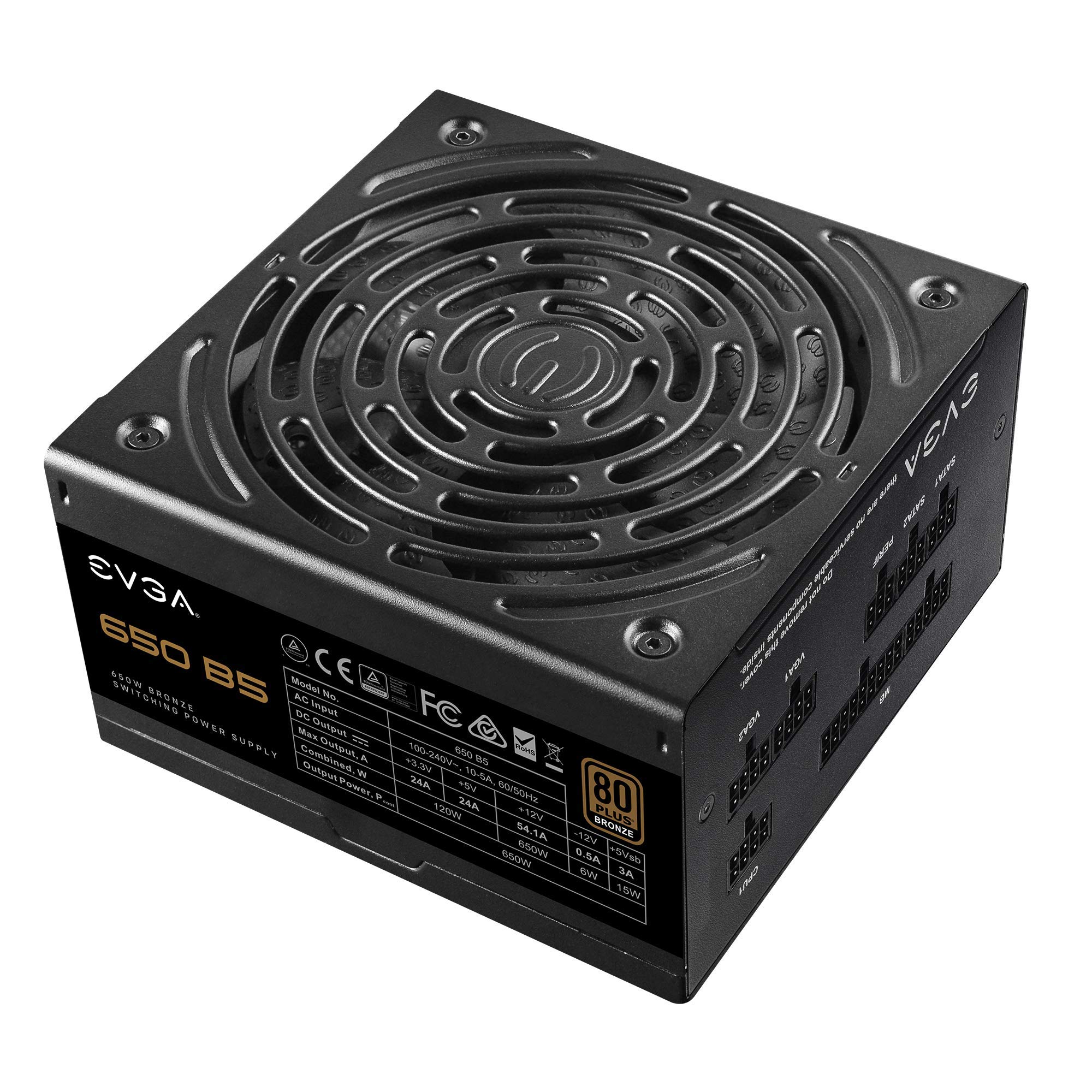 EVGA 220-B5-0650-V1 650 B5, 80 Plus Bronze 650W, Fully Modular, EVGA ECO Mode, 5 Year Warranty, Compact 150mm Size, Power Supply