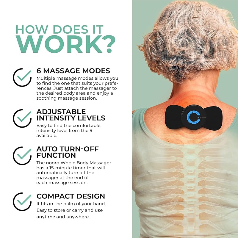 nooro Whole Back Massager Portable & Rechargeable, Cordless Massager, Effective Legs, Shoulder & Back Massage Techniques