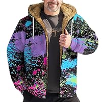 Sherpa Lined Jacket Men Gradient Pullover Winter Workout Fleece Hoodie Jackets Full Zip Warm Thick Coats Outwear
