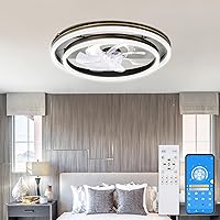 Low Profile Ceiling Fan with Lights Remote Control, 6-Speed Timing, 19.8in Black Flush Mount Ceiling Fan with Lights Easy to Install, Suitable for Bedroom, Small Room