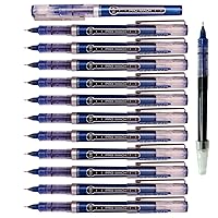 Morning Glory Pro Mach Roller Ball Pen - 0.38 mm-Fine Point Tip (Pack of 12 Pens) 1 Refill (Blue)