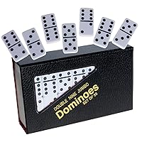 Dominoes Double 9 Set, Tournament (Jumbo) Size, Solid White with Black Dots 55 Dominoes in Set Great for Standard Dominoe Game