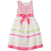 Bonnie Baby Girls Embroidered Organza Easter Spring Dress, Pink, 4-6X