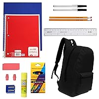 Moda West 17 Inch Bulk Backpacks with 18 Piece School Supply Kit - Case of 12 Wholesale Backpacks in 12 Assorted Colors
