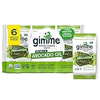 gimMe - Sea Salt & Avocado Oil - 6 Count - Organic Roasted Seaweed Sheets - Keto, Vegan, Gluten Free - Great Source of Iodine & Omega 3’s - Healthy On-The-Go Snack for Kids & Adults