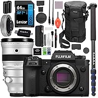 Fujifilm X-H2 Mirrorless Camera Body with XF 200MM F2 Lens & 1.4X Telconverter Bundle with Lexar 64GB SD Card, Hurricane Blower, Pixel Cleaning Kit & More (USA Authorized with Fujifilm Warranty)