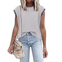 Womens Sleeveless Sweater Vest Summer Cap Sleeve Tops 2024 Clothes Spring Knit Pullover Shirts