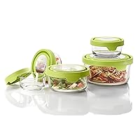 Anchor Hocking TrueSeal Glass Food Storage Containers with Lids, Green, 10-Piece Set