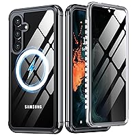 Privacy Case for Samsung Galaxy S24 Plus, with Built-in Anti Peep Screen Protector [Military Grade Protection] Shockproof Anti Spy Magnetic Back Phone Case for Galaxy S24 Plus 5G, Black
