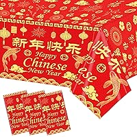 3 Pcs Chinese New Year Decorations 2024, Chinese New Year Tablecloth Plastic Table Cover Disposable Table Cloth, Lunar New Year decorations, Chinese decorations for party, New Year table decorations