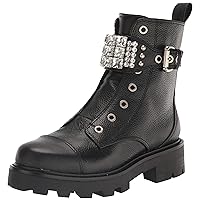 Karl Lagerfeld Paris Women's Lug-Sole Maeva Combat Boot with a Crystal Detailed Fashion