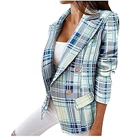 Plus Size Long Blazer Women Fashion Print Blazer for Work Casual Long Sleeve Suit Coat Open Front Blazer Jacket Dressy Office Clothes Blazers Negros para