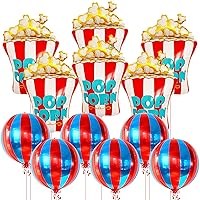 Red and Blue Carnival Balloons - Pack of 6, Circus Decorations with Popcorn Balloons Set - 30 Inch, Pack of 6 | Carnival Balloons for Popcorn Party Decorations | Clown Balloons for Circus Decorations