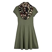 Amy Byer Girls' Short Sleeve Fit and Flare Dress with Scarf