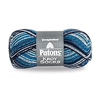 Patons Kroy Socks Yarn - (1) Gauge - 1.75 oz - Sing N The Blues - For Crochet, Knitting & Crafting
