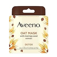 Aveeno Oat face mask with detoxifying moringa seed extract and vitamin e antioxidant, to remove skin impurities, paraben free, phthalate-free, single use travel size, 0.35 Ounce (Pack of 24)