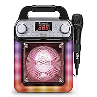 Singing Machine Portable Karaoke Machine with Wired Mic, Bluetooth, LED Lights - For Adults & Kids