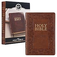 KJV Holy Bible, Standard Size Faux Leather Red Letter Edition Thumb Index & Ribbon Marker, King James Version, Medium Brown KJV Holy Bible, Standard Size Faux Leather Red Letter Edition Thumb Index & Ribbon Marker, King James Version, Medium Brown Imitation Leather