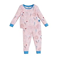 Mud Pie Girls Pink Firework Glow Pjs