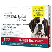FirstAct Plus Flea Treatment for Dogs, Extra Large Dogs 89+ lbs, 3 Doses, Same Active Ingredients as Frontline Plus Flea and Tick Prevention for Dogs