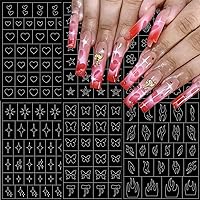 6 Sheets Airbrush Stencils Nail Stickers for Nail Art Heart Butterfly Flowers Flame Star Nail Art Stickers Hollow Nail Design Decals French Nail Guides for Women Manicure DIY French Tip Tools Supplies
