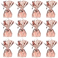 Beistle 12 Piece Metallic Plastic Wrapped Pink Rose Gold Balloon Holder Weights Table Centerpiece For Wedding, Valentine's Day, Birthday Party Decorations And Supplies, 5