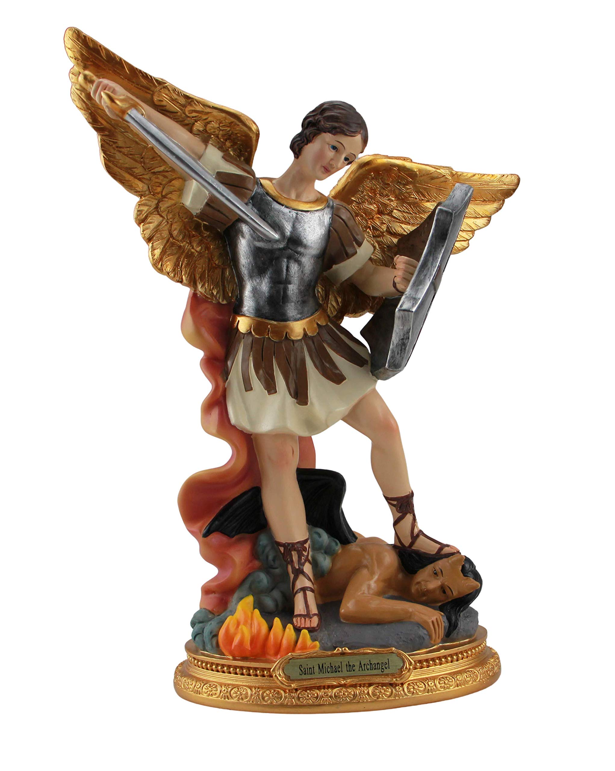 Woodington's Saint Michael The Archangel Colored Catholic Religious Gift Resin Large 12 Inch Statue
