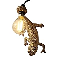 Modern Chameleon Table Lamp,Desk Lamp,Wall Lamp,Night Light, Resin Chameleon Lighting Fixture for Living Room, Bedroom, Office (A-Wall Lamp-Gold)