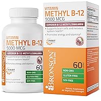 Methyl B12 5000 mcg Vitamin B12 Methylcobalamin Energy & Brain Support 60 Lozenges