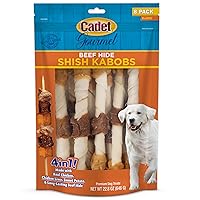 Cadet Gourmet X-Large Triple-Flavored Beef Hide Shish Kabob Dog Treats - Healthy & Natural Chicken, Liver, and Sweet Potato Dog Treats for Dogs Over 30 Lbs., 10 in. (8 Count)