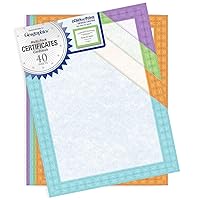 Assorted Blank Certificate Diploma Award Paper with Decorative Border, 60 lb Heavyweight Card Stock, 8.5 x 11