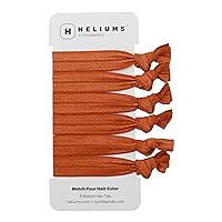 Elastic Hair Ties - Copper Orange - Gentle Hold Ribbon Ponytail Holders, 6 Count