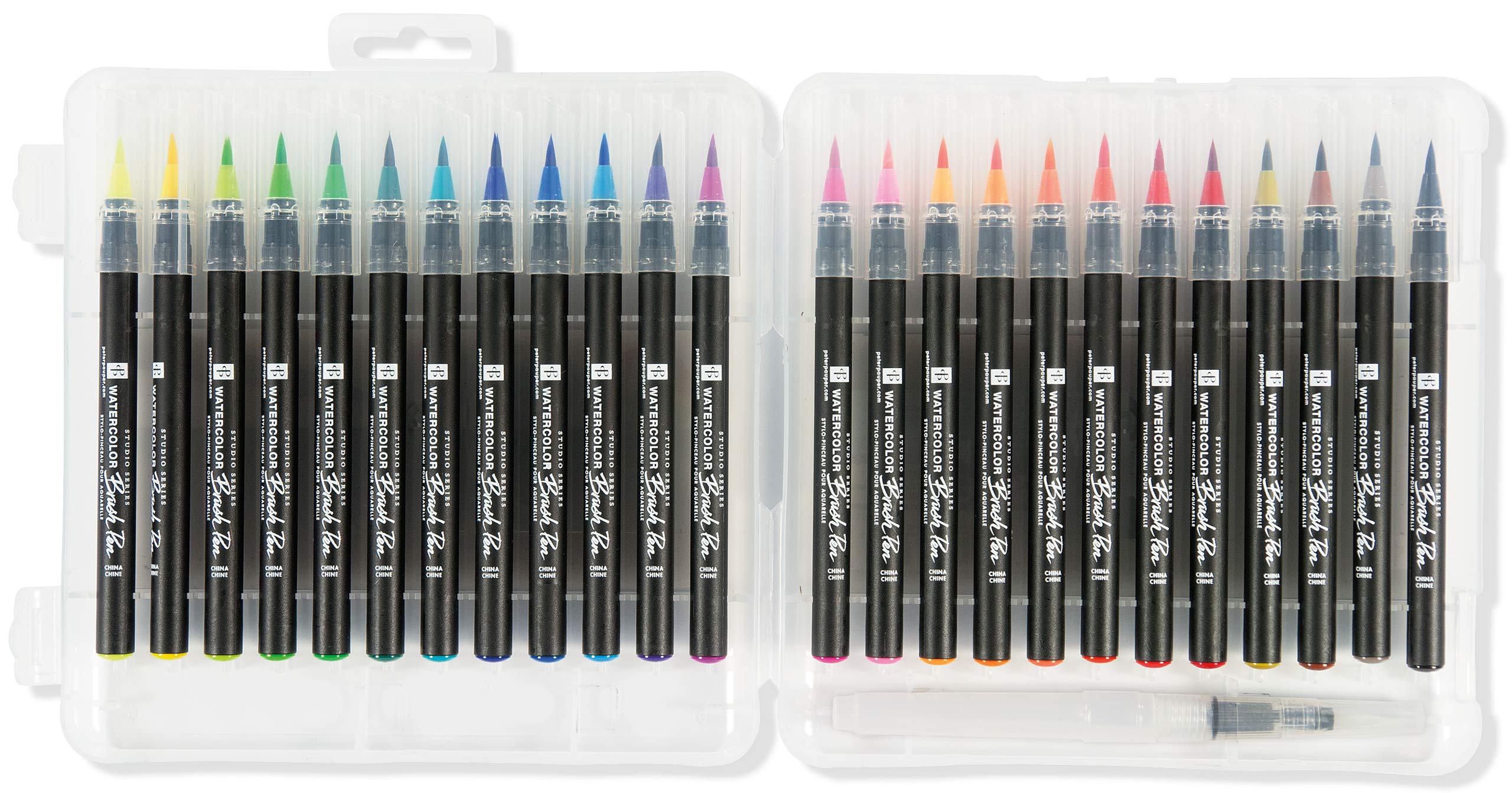 Studio Series Watercolor Brush Marker Pens (Set of 24 pens, plus bonus water brush), Great for Hand Lettering, Calligraphy, Manga, Comics, Adult Coloring Books, Journals, and all DIY Drawing Art