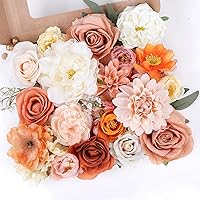 Rose Artificial Flowers Combo Fake Flowers Rose Silk Flowers with Stems for DIY Wedding Bouquets Centerpieces Arrangements Table Decor Bridal Baby Shower Party Home Fall Decor (Champagne)