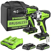 Greenworks 24V Brushless 310 in./lbs Drill / Driver + 2650 in./lbs Impact Driver Combo Kit, (2) USB (Power Bank) Batteries and Dual Port Charger Included LED Light, 2pcs Driving Bits with Tool Bag