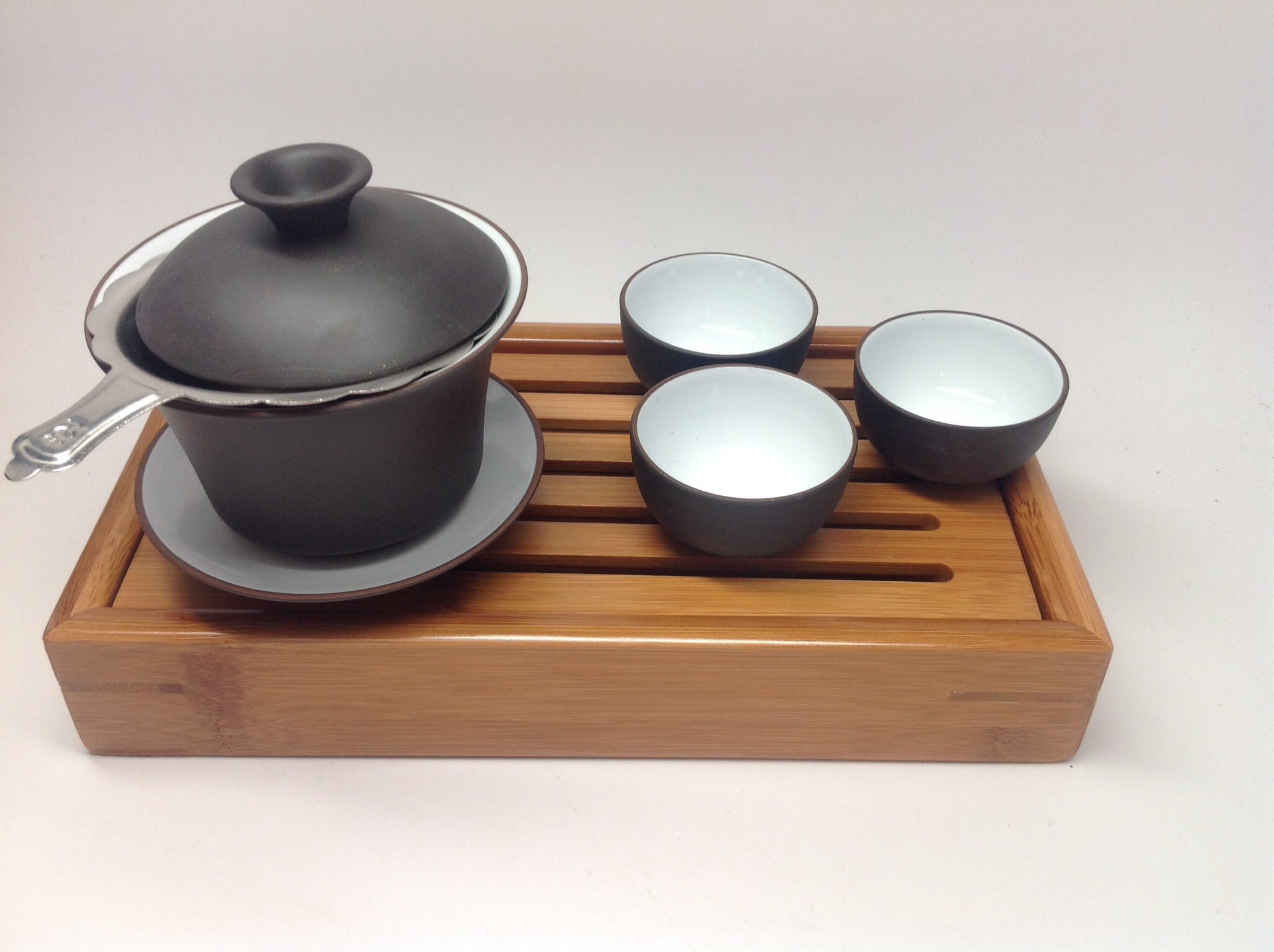 Gaiwan Set with Cups and Stainer and Bamboo Mini Tray